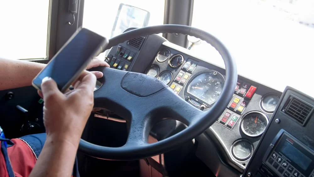Truck driver using social media while driving